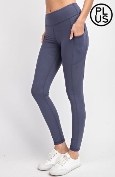 High Waist Plus Size Pocket Leggings (more colors!) leggings Stacked - Fashion for Curves 