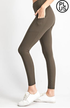 High Waist Plus Size Pocket Leggings (more colors!) leggings Stacked - Fashion for Curves 