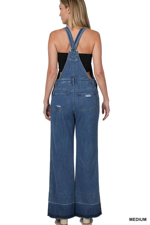 Released Hem Relaxed Overalls BOTTOMS zenana 