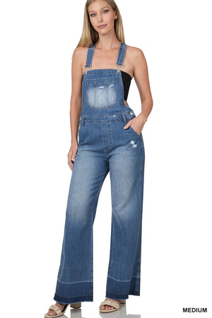 Released Hem Relaxed Overalls BOTTOMS zenana 