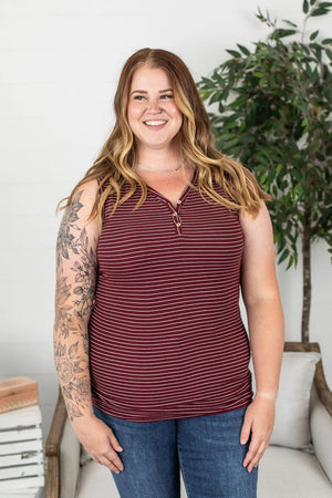 STRIPED TRIPLE STRETCH HENLEY TANKS tank Michelle Mae 