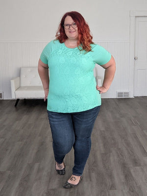LACE FRONT SHORT SLEEVE RAGLAN TEE (more colors!) Tops Michelle Mae 