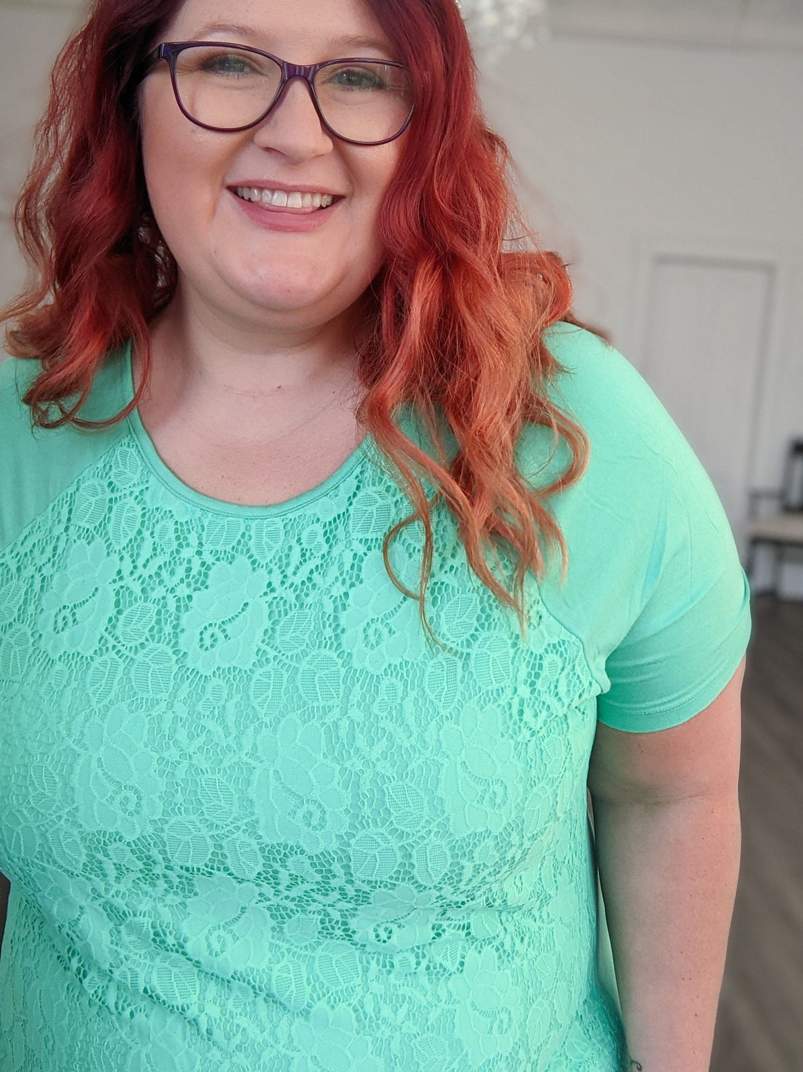 LACE FRONT SHORT SLEEVE RAGLAN TEE (more colors!) Tops Michelle Mae 