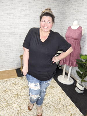 PERFECT VNECK SOLID TEES SHORT SLEEVE TOPS Michelle Mae 