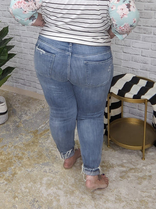 JUDY BLUE HIGH WAIST BUTTONFLY BOYFRIEND-Jeans-Judy Blue-Styled by Stacked - A Plus Size Women's Boutique in Lakeville, MN