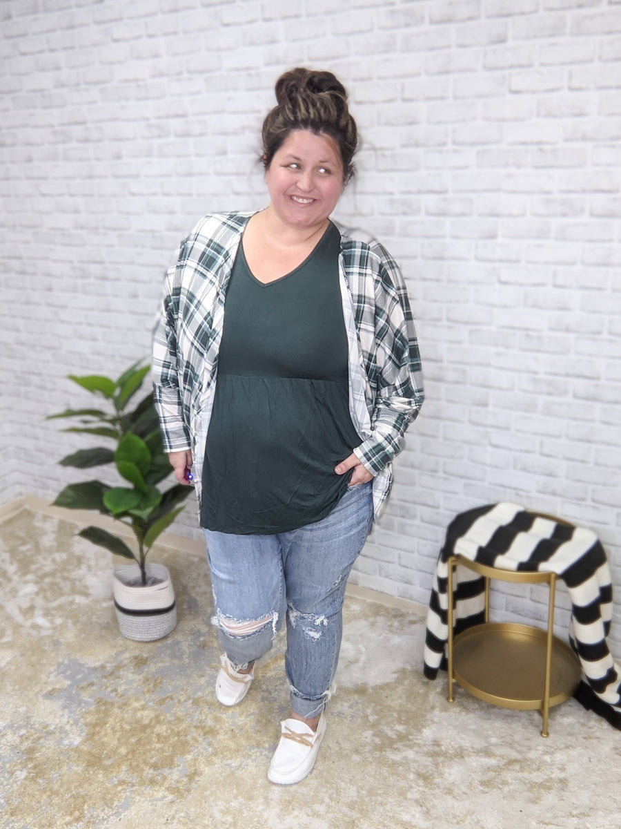 PLAID STRETCH COCOON CARDIGAN (3 colors) CARDIGAN Michelle Mae 