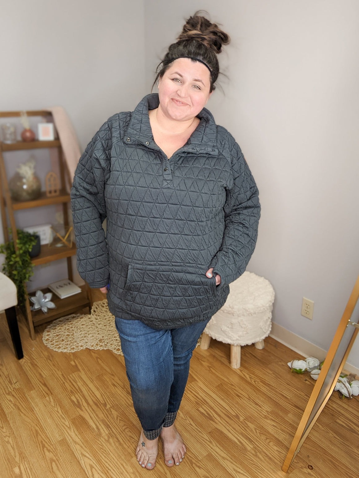 PREMIUM HOODIE: GEOMETRIC QUILTED HALFSNAP premium hoodie Michelle Mae 