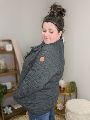 PREMIUM HOODIE: GEOMETRIC QUILTED HALFSNAP premium hoodie Michelle Mae 
