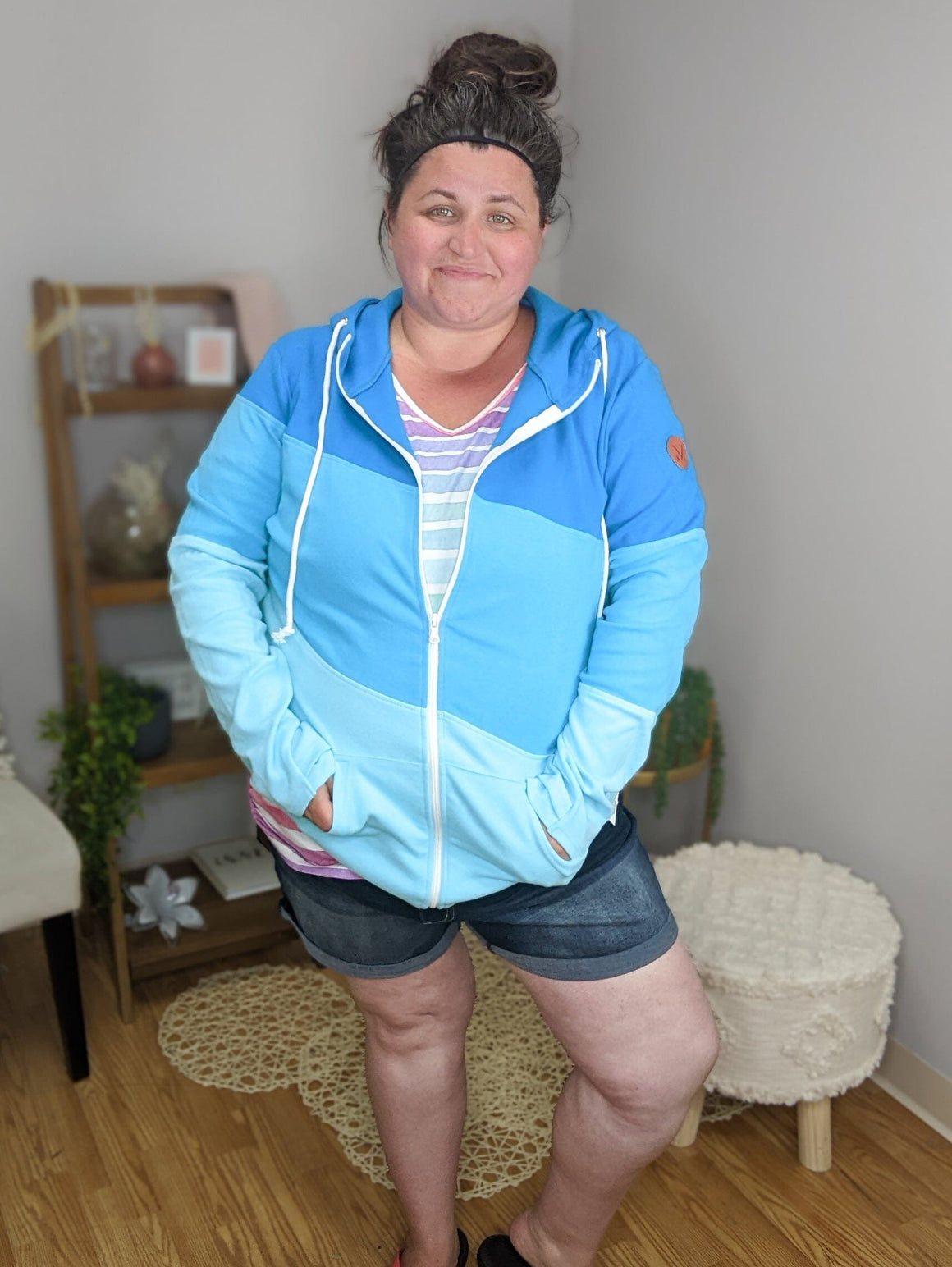 Premium Hoodie- Beach Babe Triple Stretch Full Zip Shirts & Tops Stacked - A Plus Size Boutique 