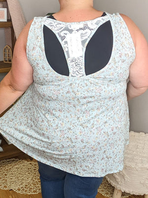 Cut It Out Light Lace Back Tank tanks BE STAGE 