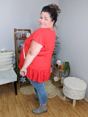 Solid Short Sleeve Top w/Crochet X SHORT SLEEVE TOPS voll 