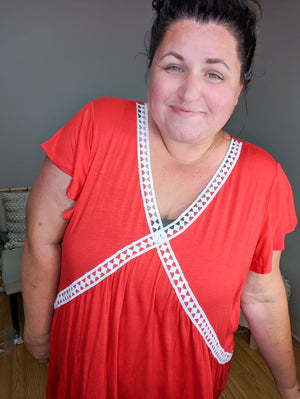 Solid Short Sleeve Top w/Crochet X SHORT SLEEVE TOPS voll 