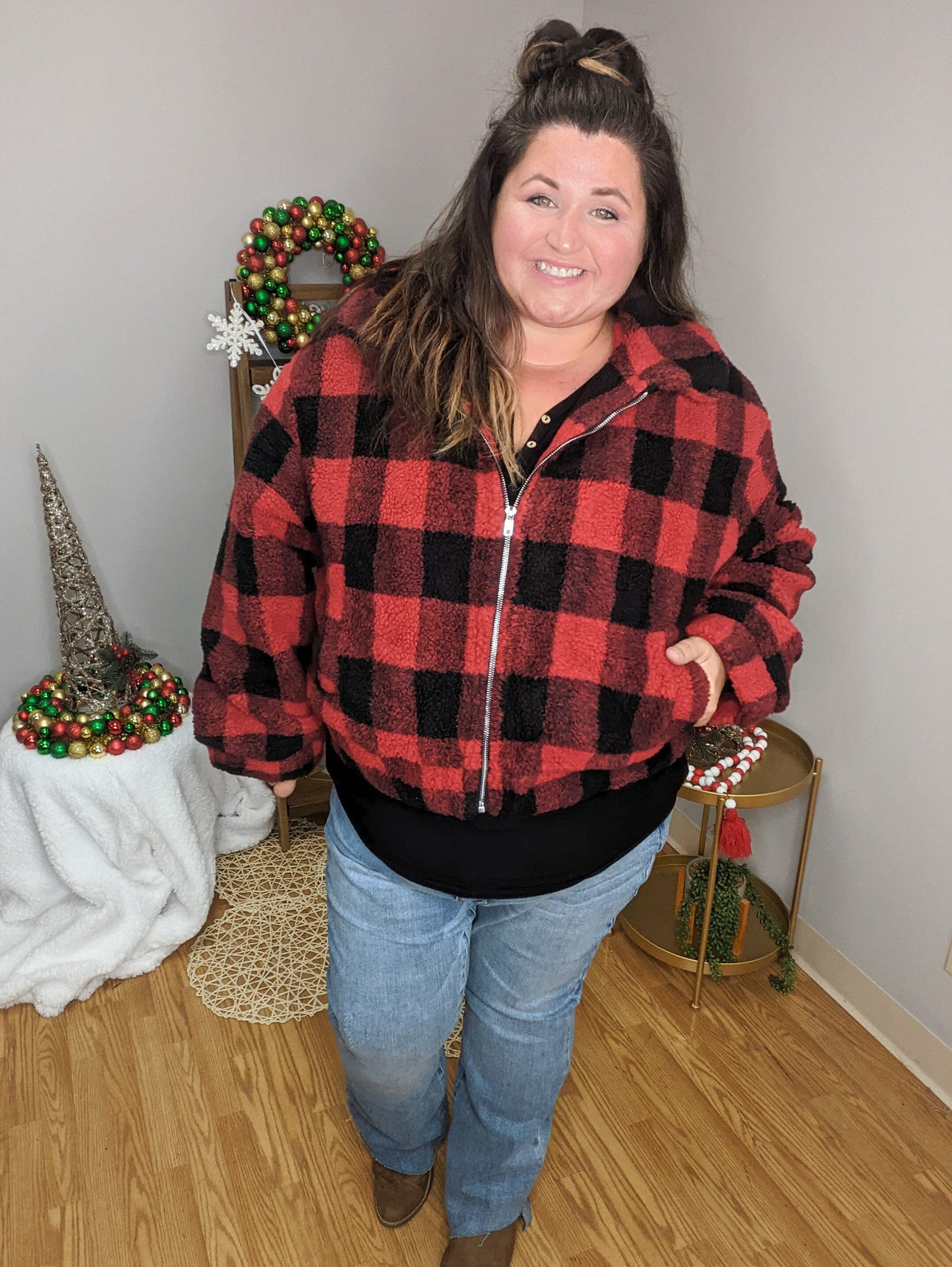Buffalo Plaid Teddy Jacket jackets sweet lovely by jen 