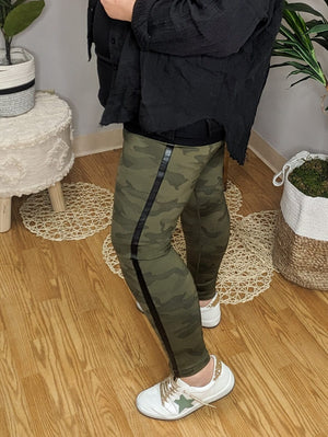 Let's Race Side Striped Camo Leggings (2 colors) leggings WHITE BIRCH 