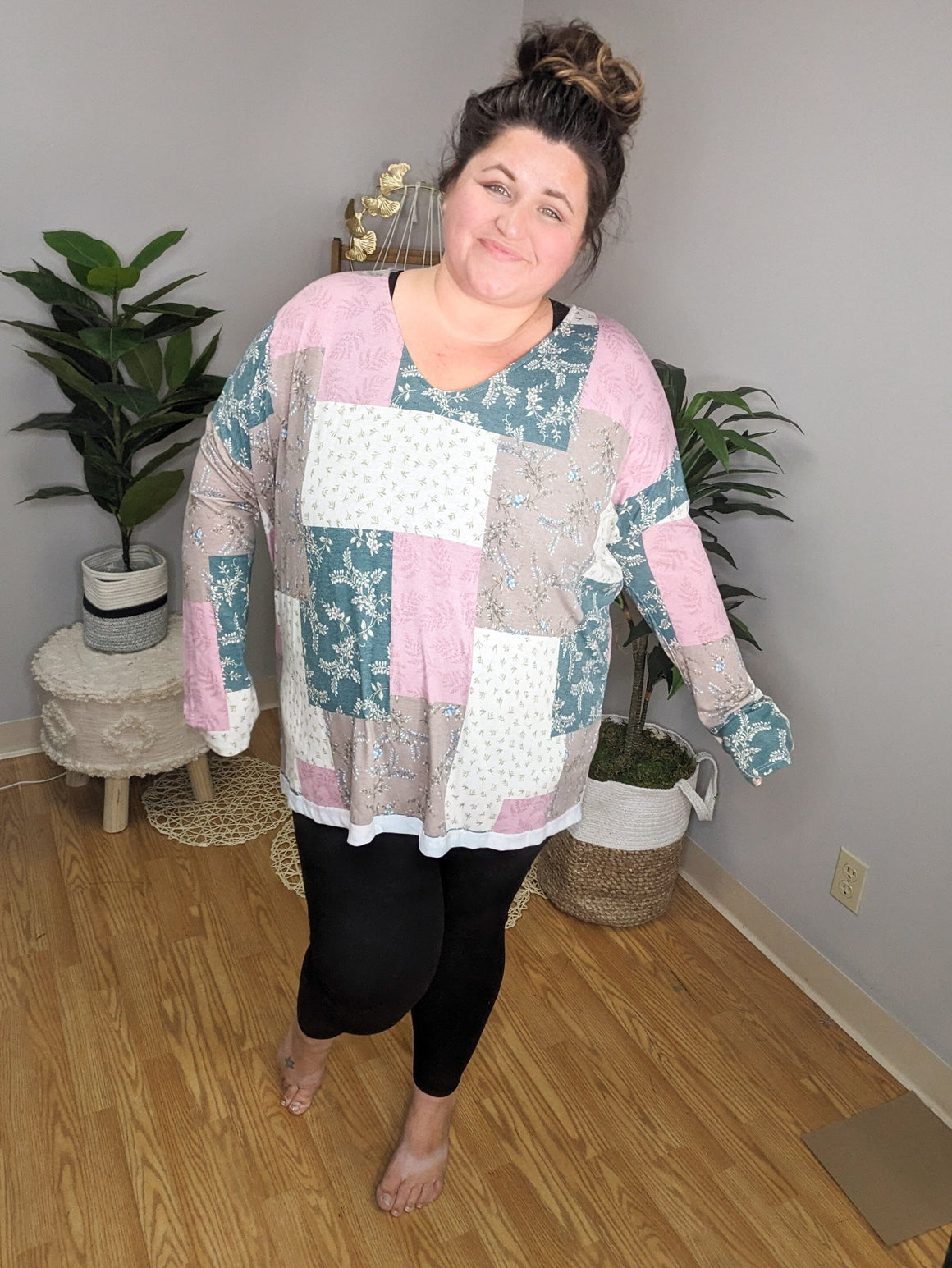 Patch Things Up Pink + Teal Long Sleeve Top LONG SLEEVE TOPS lovely j 