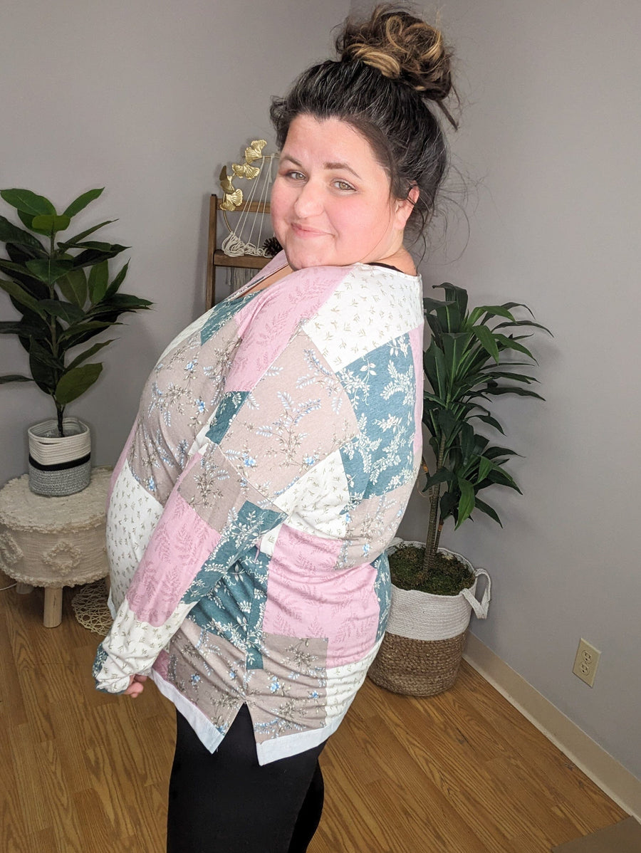 Patch Things Up Pink + Teal Long Sleeve Top LONG SLEEVE TOPS lovely j 