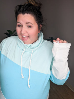 PHC- Classic Cowl Pullover in Triple Stretch Blues Sweatshirts Michelle Mae 
