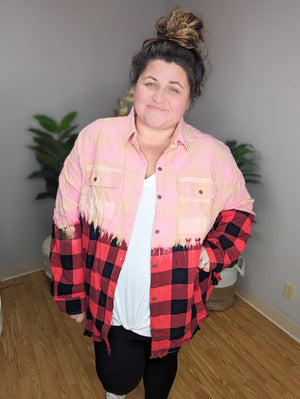 Just the Dip Fringe Bottom Plaid Top LONG SLEEVE TOPS WHITE BIRCH 