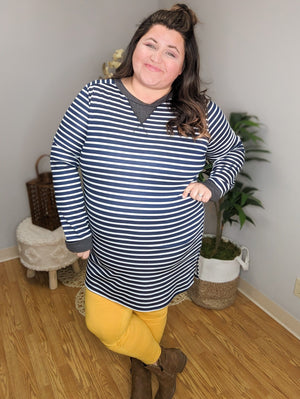 A Bit Nautical Striped Tunic Top LONG SLEEVE TOPS eg fashion 