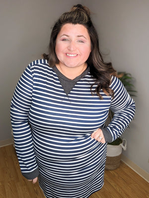 A Bit Nautical Striped Tunic Top LONG SLEEVE TOPS eg fashion 
