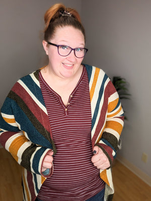 STRIPED TRIPLE STRETCH HENLEY TANKS (many colors!) tank Michelle Mae 