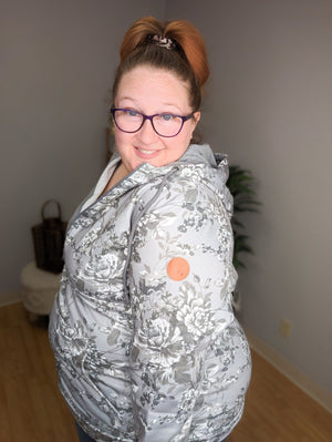 PHC- Gray Floral Halfzip Hoodie premium hoodie Michelle Mae 