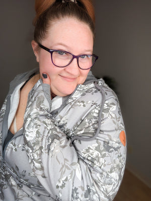 PHC- Gray Floral Halfzip Hoodie premium hoodie Michelle Mae 