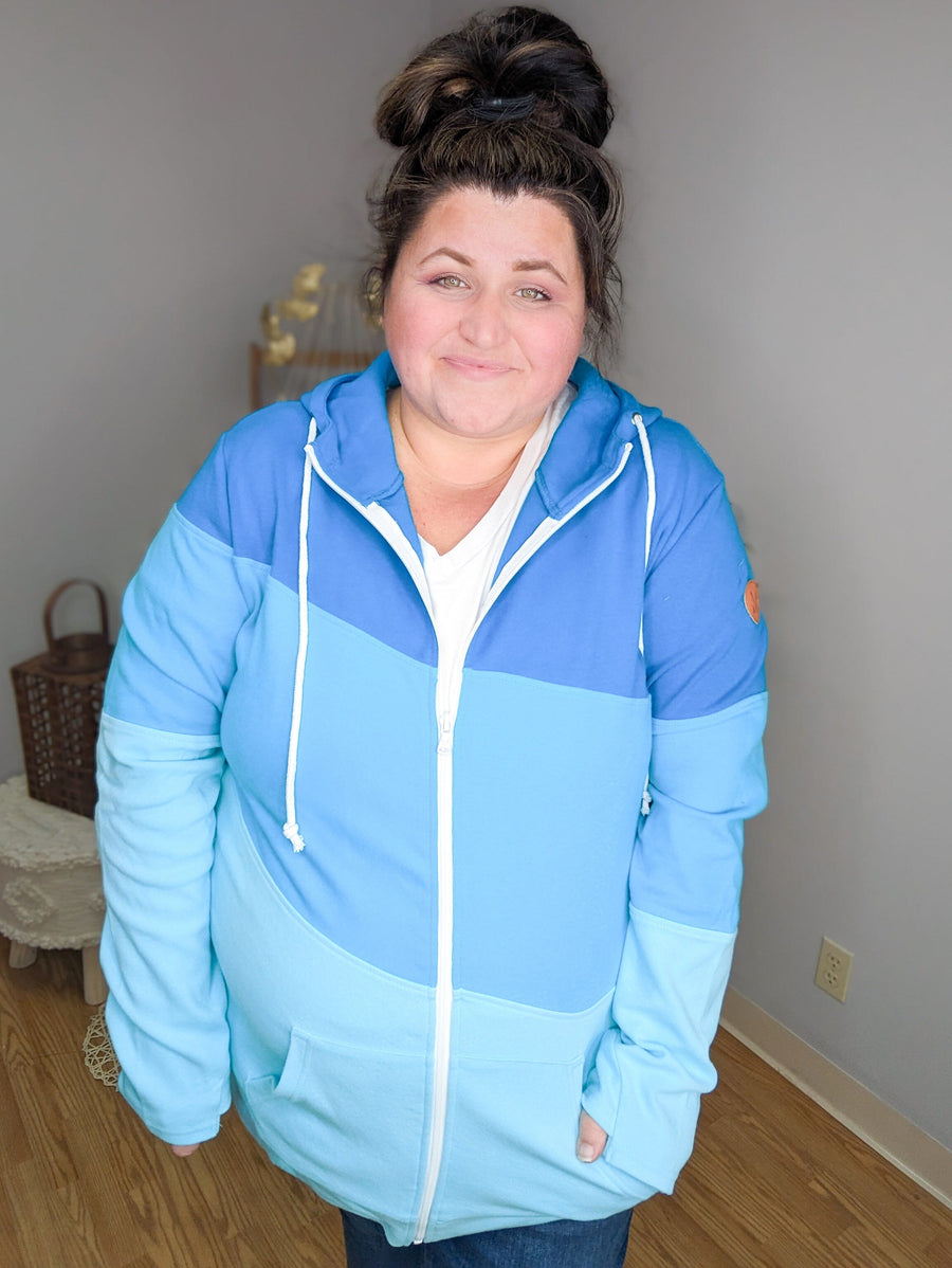 Premium Hoodie- Beach Babe Triple Stretch Full Zip Shirts & Tops Stacked - A Plus Size Boutique 