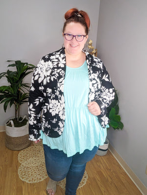 Fields of Neutrals Classic B+W Floral Blazer
