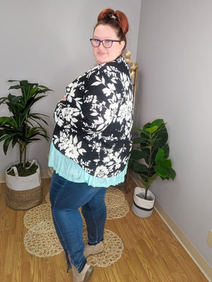 Fields of Neutrals Classic B+W Floral Blazer