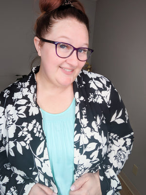 Fields of Neutrals Classic B+W Floral Blazer
