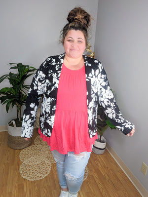 Fields of Neutrals Classic B+W Floral Blazer