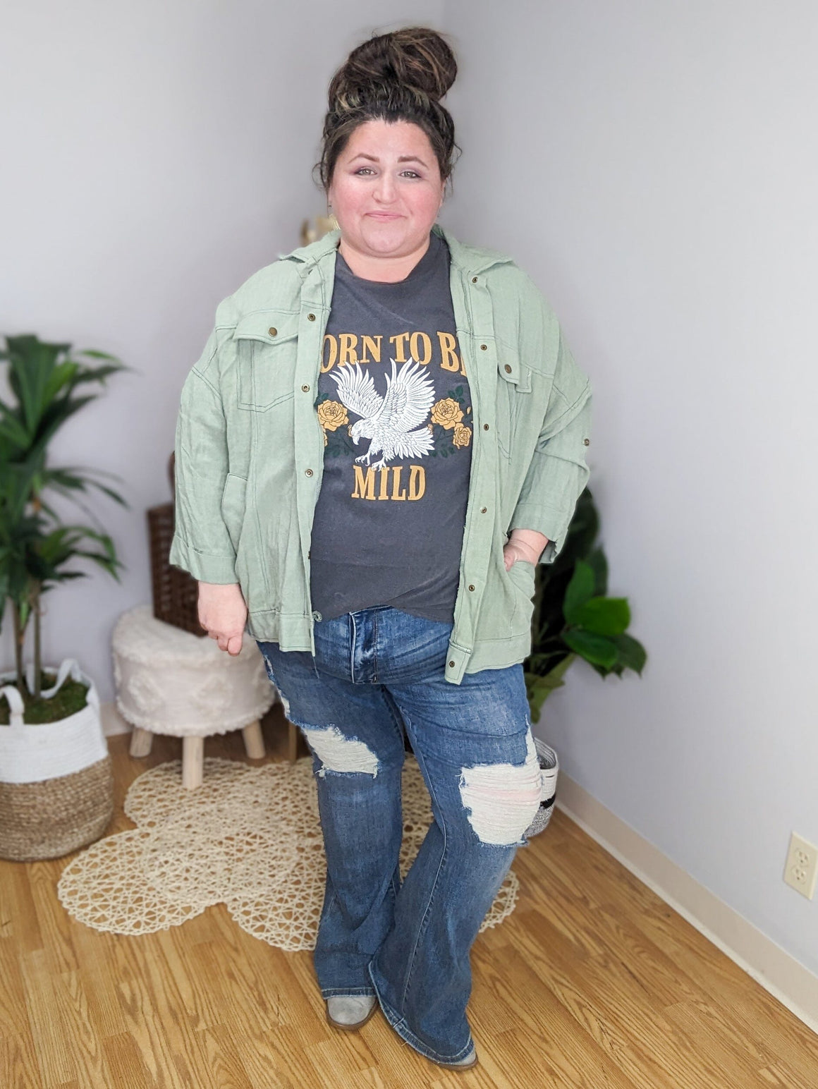 Judy Blue High Rise Distressed Flares BOTTOMS Judy Blue 