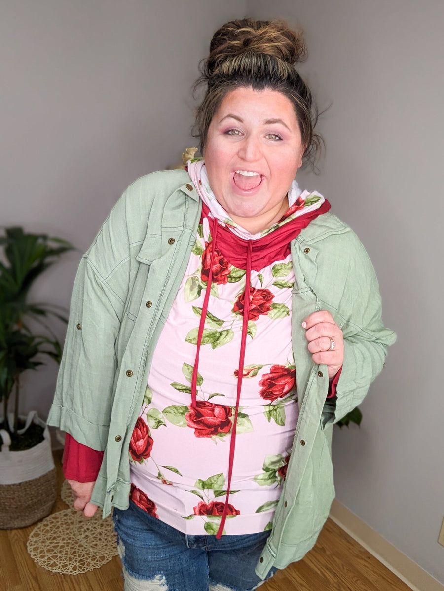 Coming Up Roses Lightweight Double Hoodie Sweatshirts eg fashion 