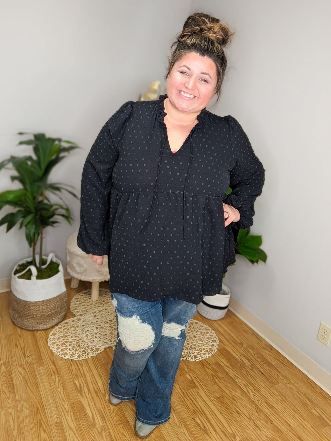 That Girly Girl Swiss Dot Blouse Tops WHITE BIRCH 