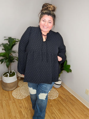 That Girly Girl Swiss Dot Blouse Tops WHITE BIRCH 