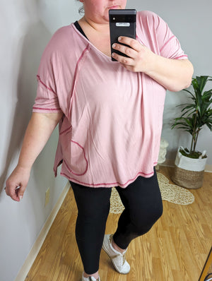 Brunch Time Pink Tunic w/Pockets SHORT SLEEVE TOPS heyson 