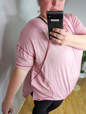 Brunch Time Pink Tunic w/Pockets SHORT SLEEVE TOPS heyson 