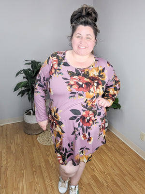 SALE- Mauve Over Floral Tshirt Dress