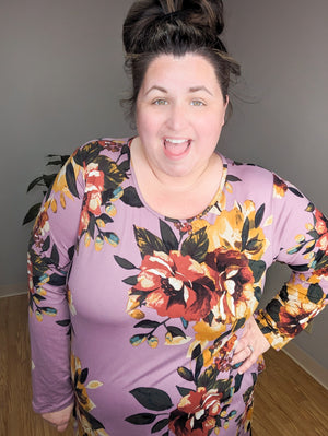 SALE- Mauve Over Floral Tshirt Dress