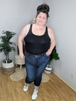 SALE- Judy Blue Super Dark Raw Hem Skinny