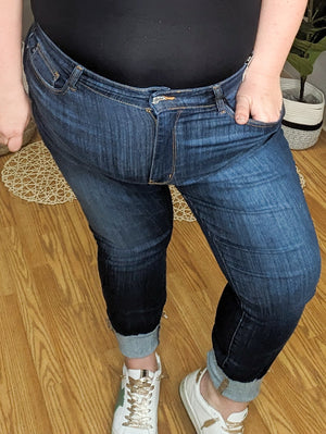 SALE- Judy Blue Super Dark Raw Hem Skinny