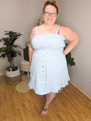 Hold On To Me Blue Smocked Dress Dresses WHITE BIRCH 