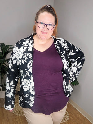 Fields of Neutrals Classic B+W Floral Blazer