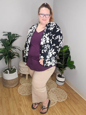 Fields of Neutrals Classic B+W Floral Blazer