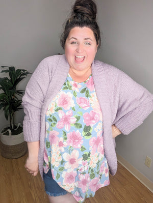 Fluffy Knit Cardigan in Lilac