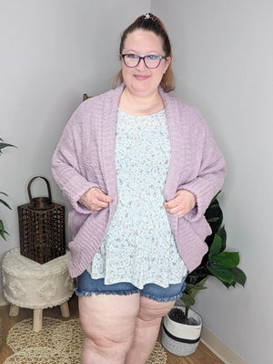 Fluffy Knit Cardigan in Lilac