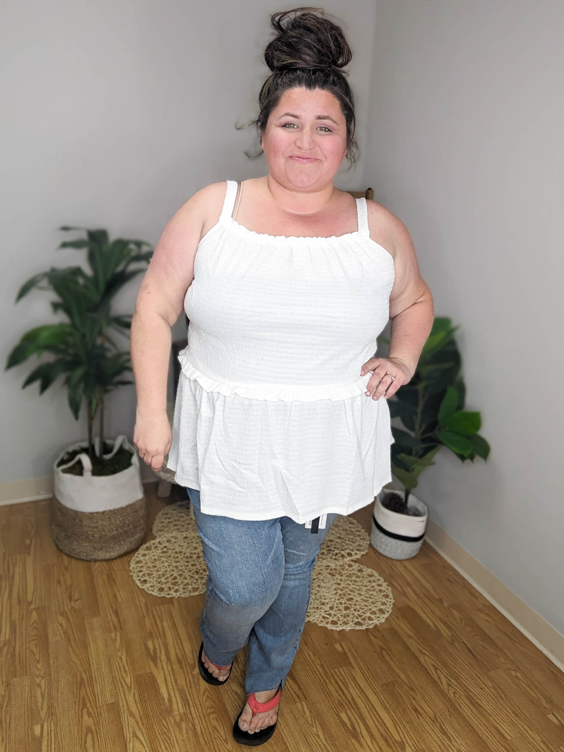 SALE- Not a Basic White Tiered Tank
