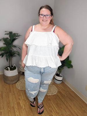 Linen + Lace Tiered Tank