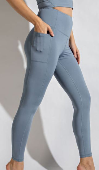 Compression Leggings With Pockets leggings rae mode Chambray 1X 